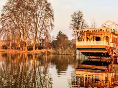 Nigeen Lake Srinagar houseboat reflection view Kashmir